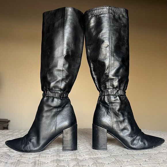 Zadig & Voltaire Paris Glimmer Black Leather Tall Heeled Boots Women 5.5 EU 36 - Picture 2 of 16